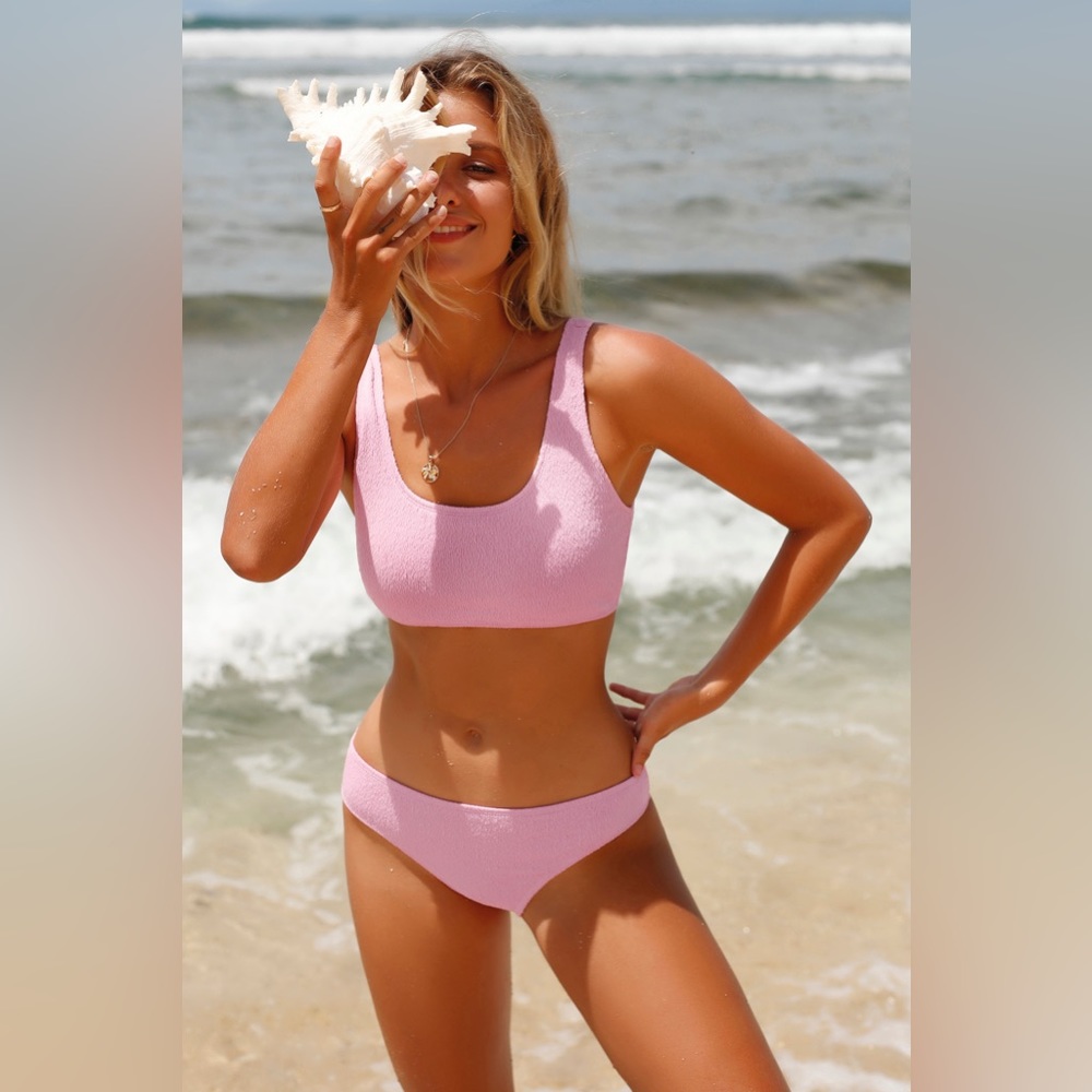 Cupshe Scoop Wide Straps Bralette & Mid Rise Bikini Set